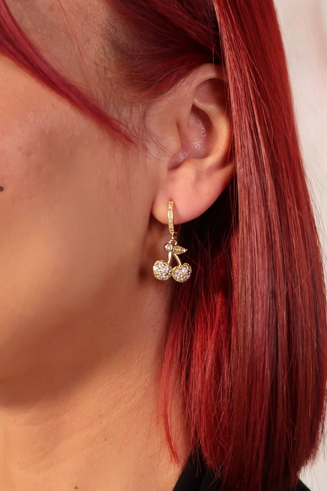 The Dangle Cherry Gold Earrings