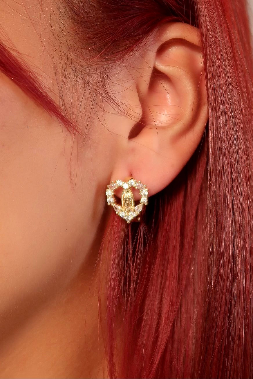 The Virgencita Heart Halo Earrings