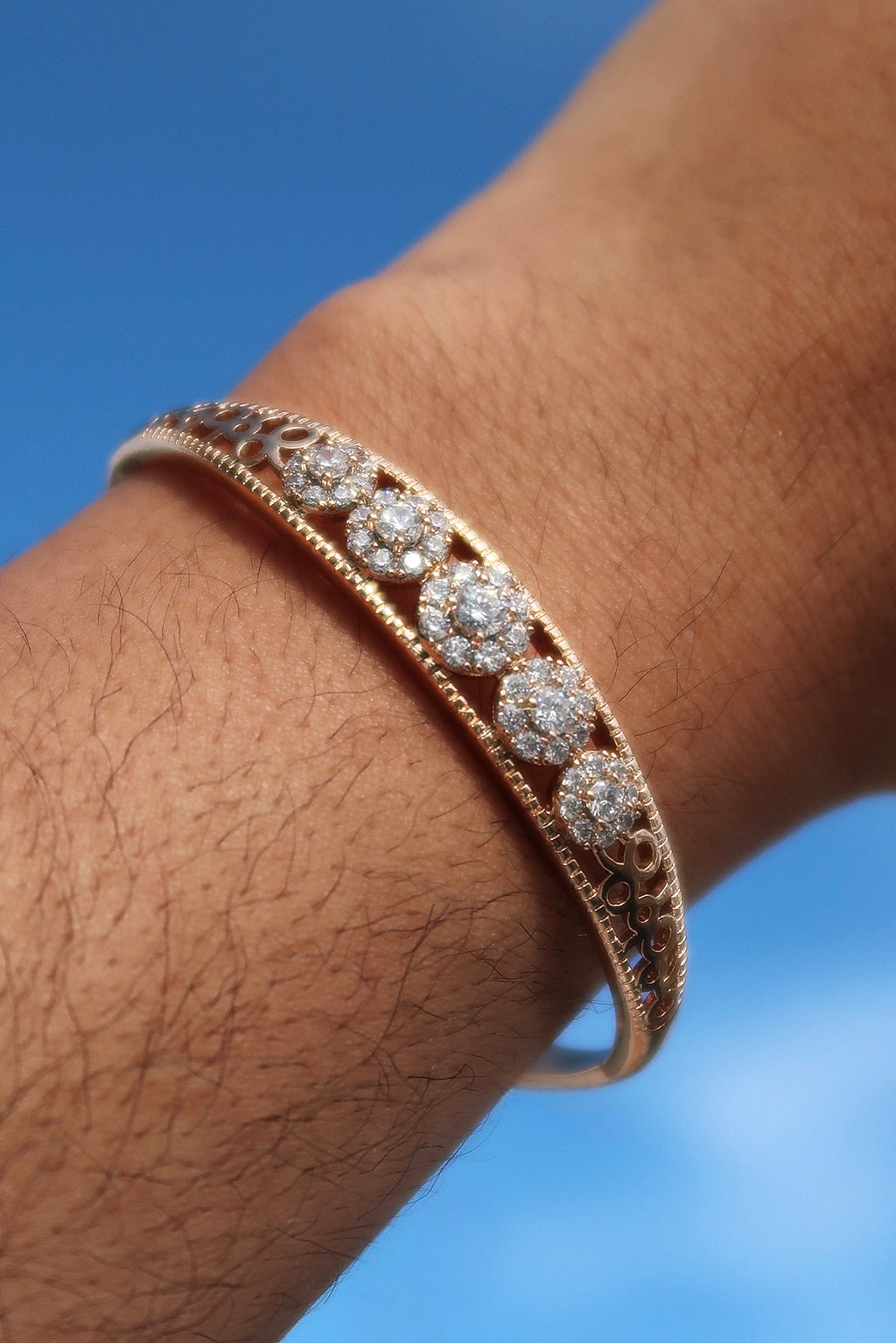 Circle Diamond Strip Rose Gold Bangle