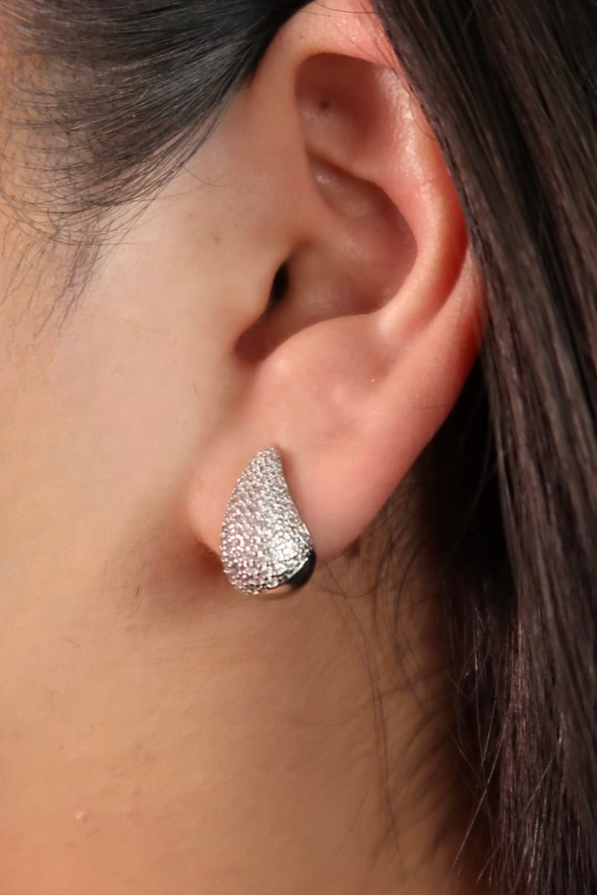 The Mini Drop Diamond Drop Silver Earrings