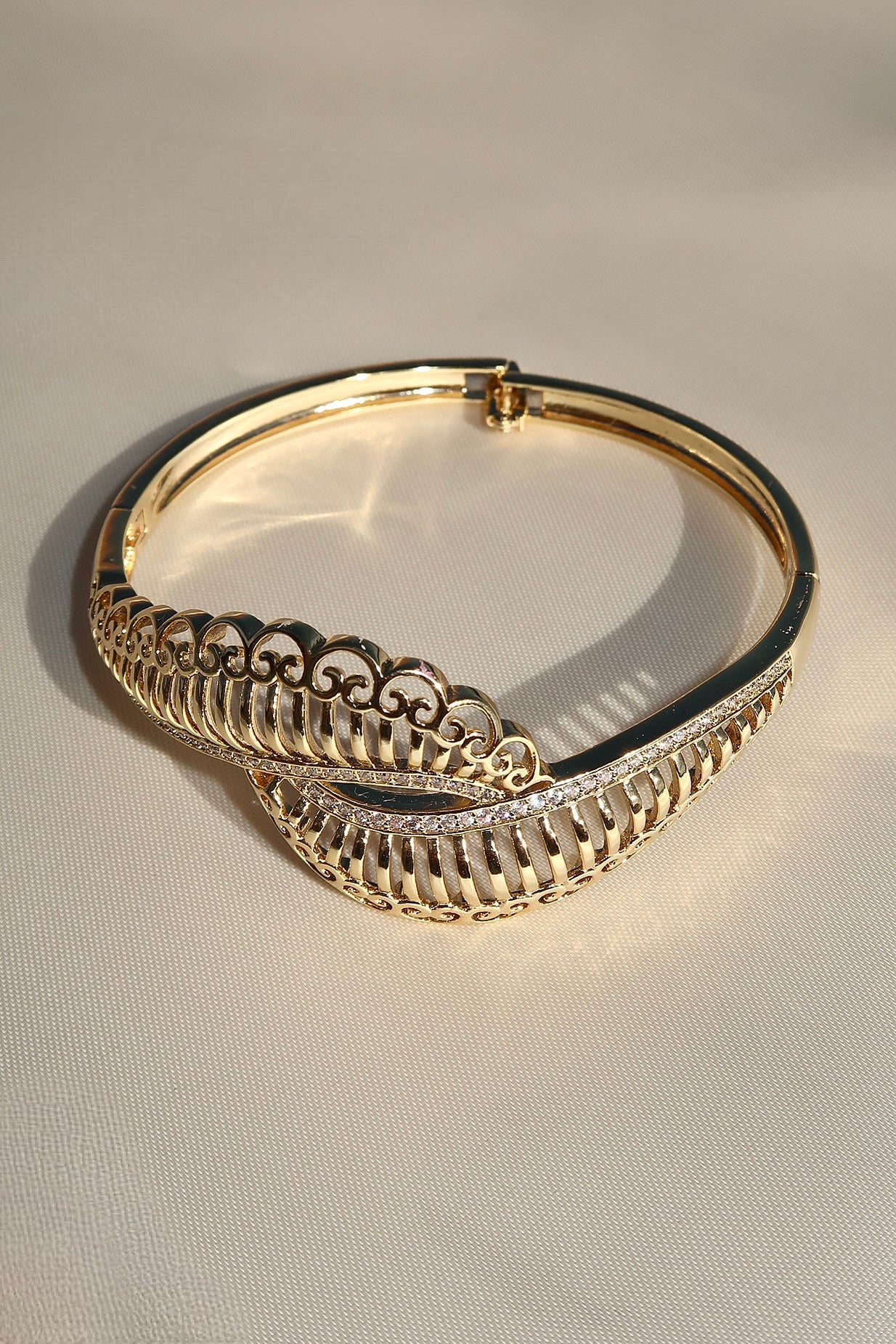 The Feathers Lock Gold Cuff