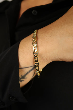 The Large Flat Mariner Gold Bracelet