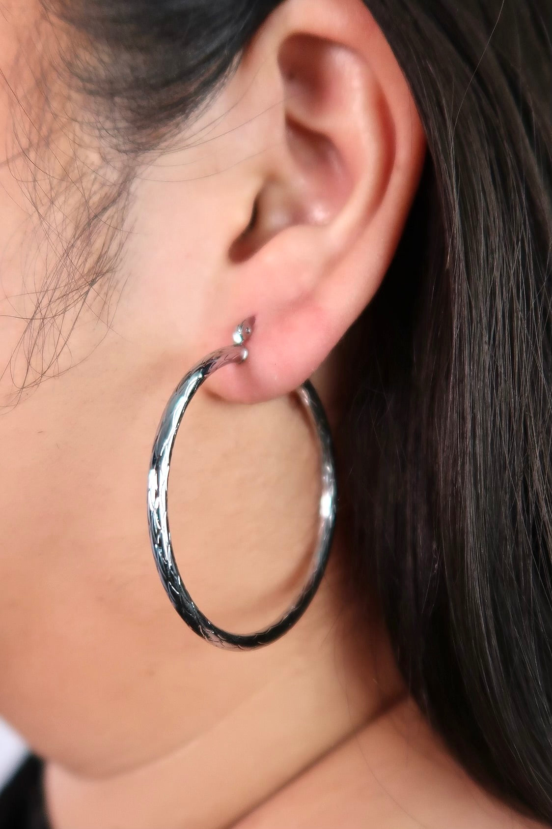 The Thick Textured Silver Hoops