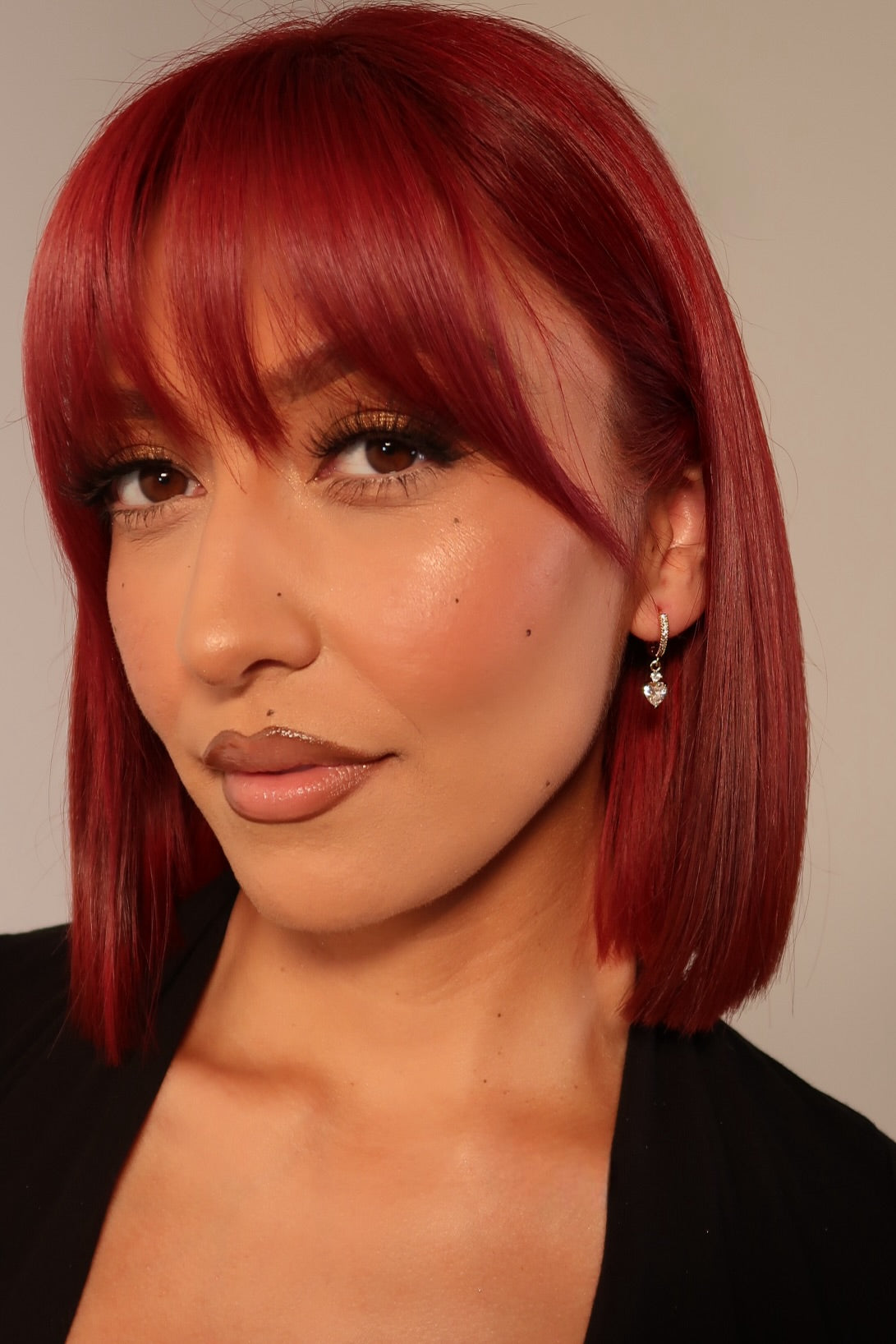 The Dangle Heart Gold Earrings