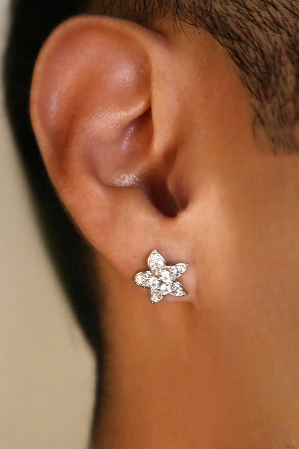 The Diamond Flower Stud Silver Earrings