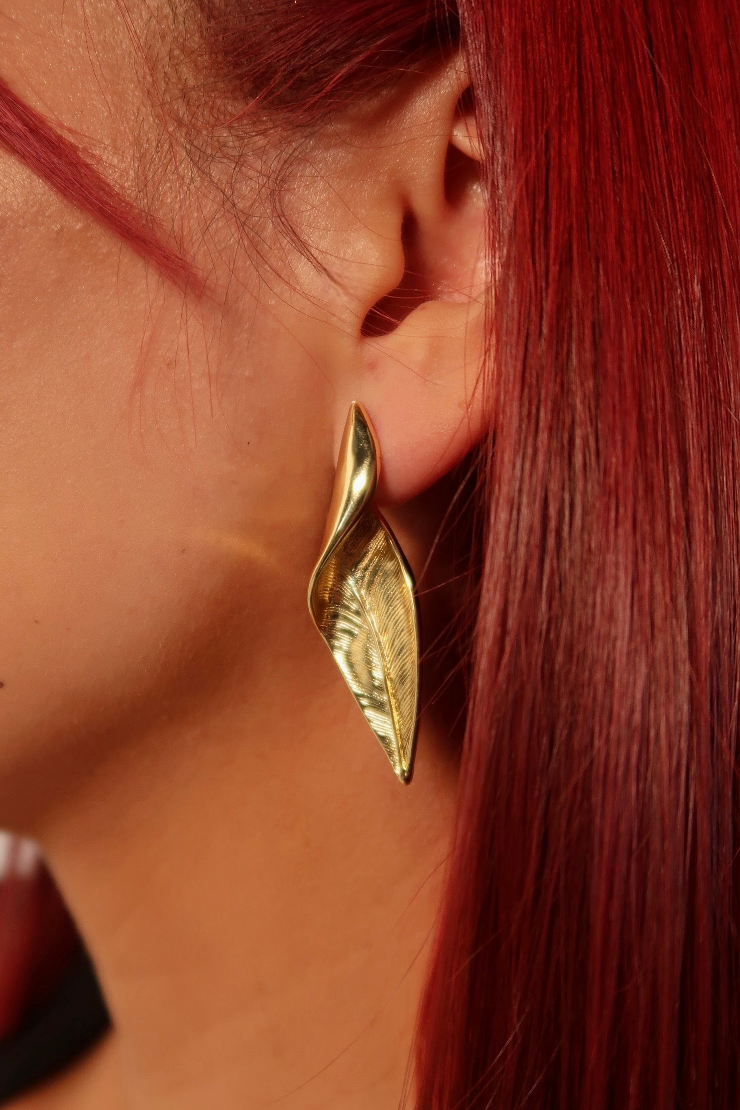 The Gold Feather Earrings