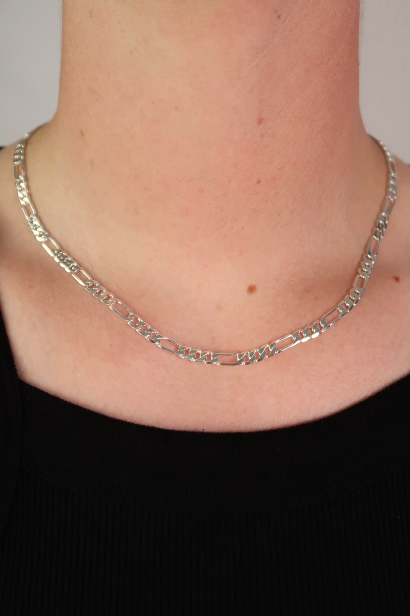 The Medium Figaro Silver Chain