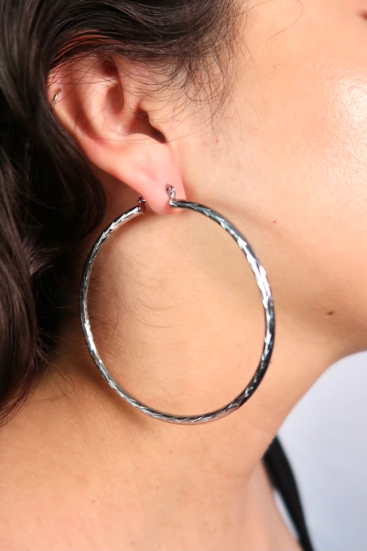 The Thick Textured Silver Hoops