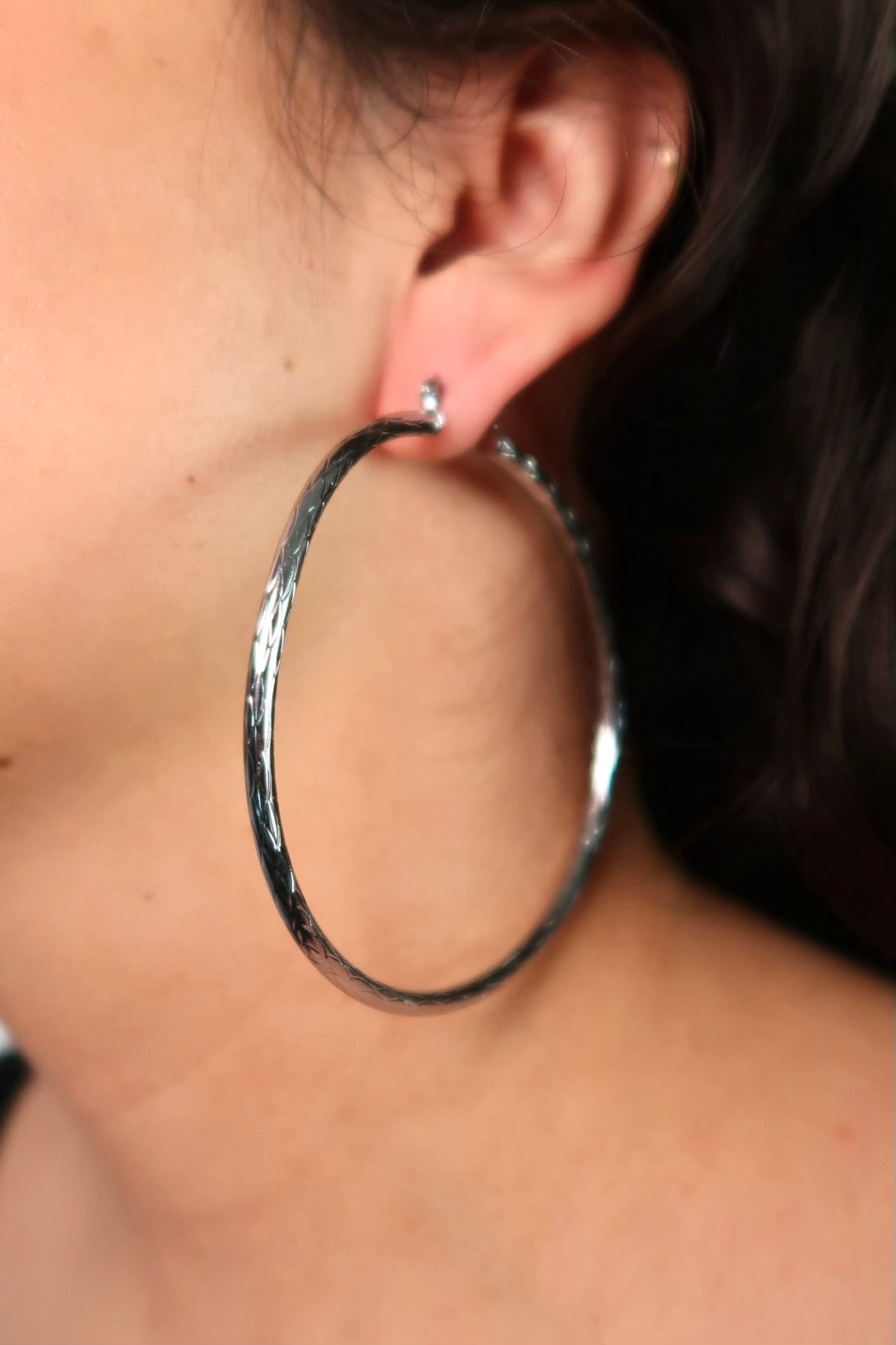 The Thick Textured Silver Hoops