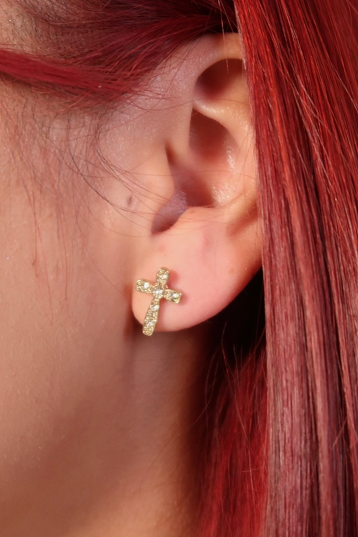 The Round Cross Gold Earrings