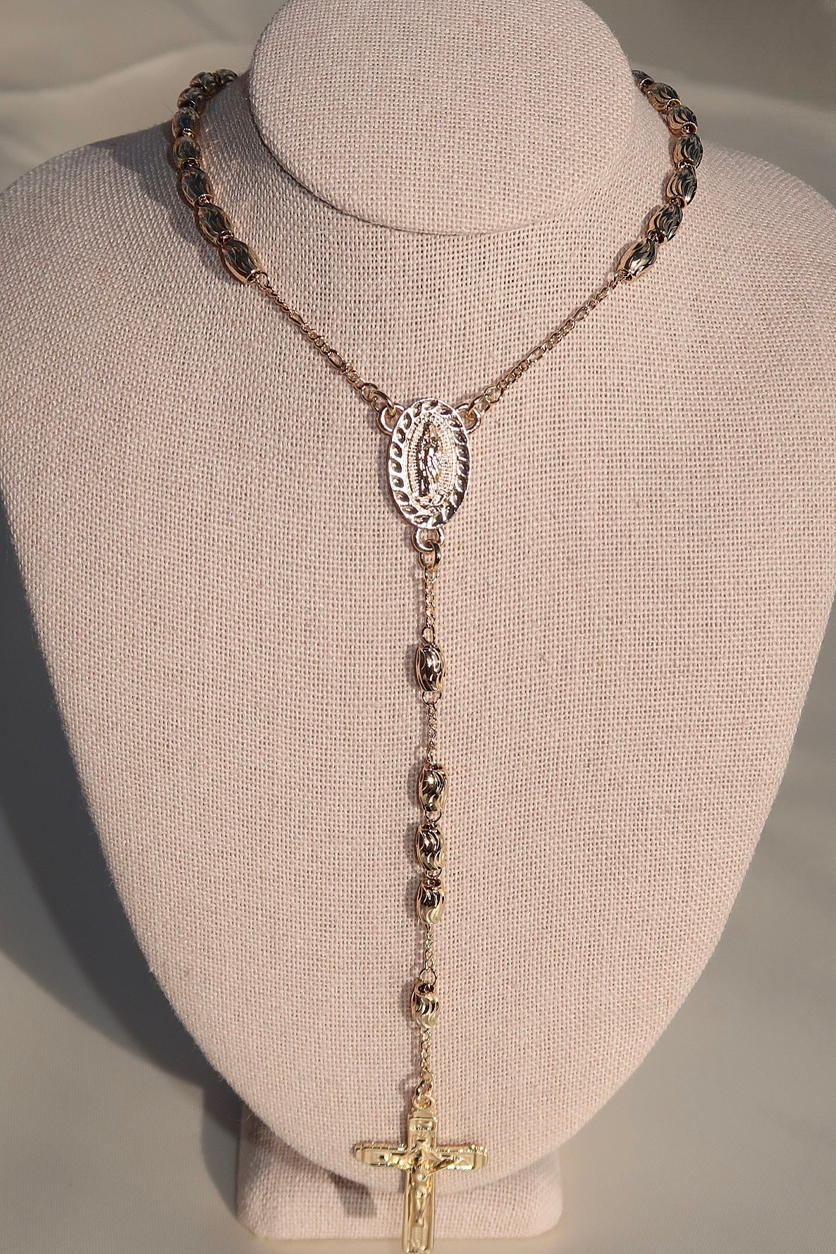 The Deluxe Gold Oval Beads Rosary
