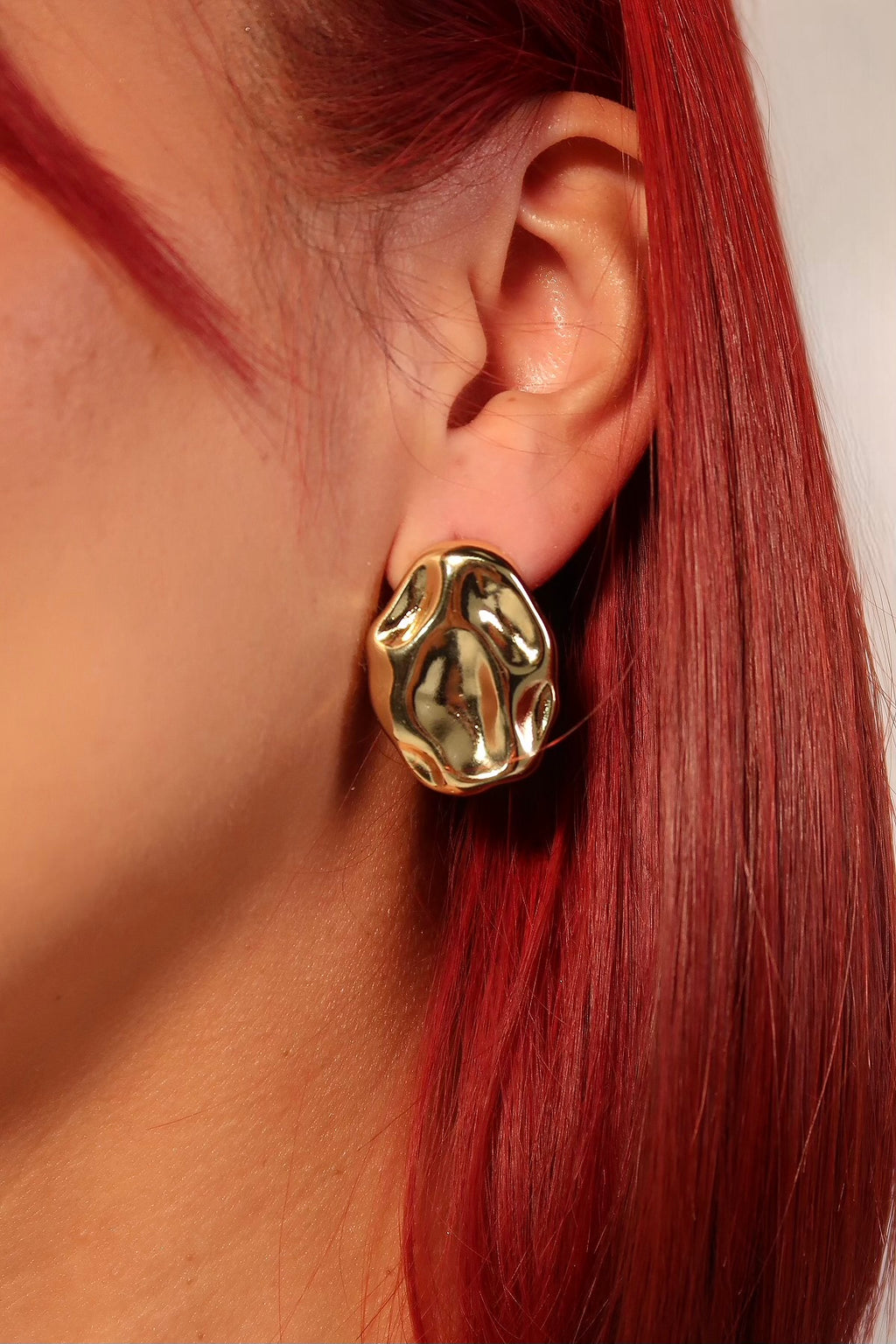 The Textured Oval Gold Earrings