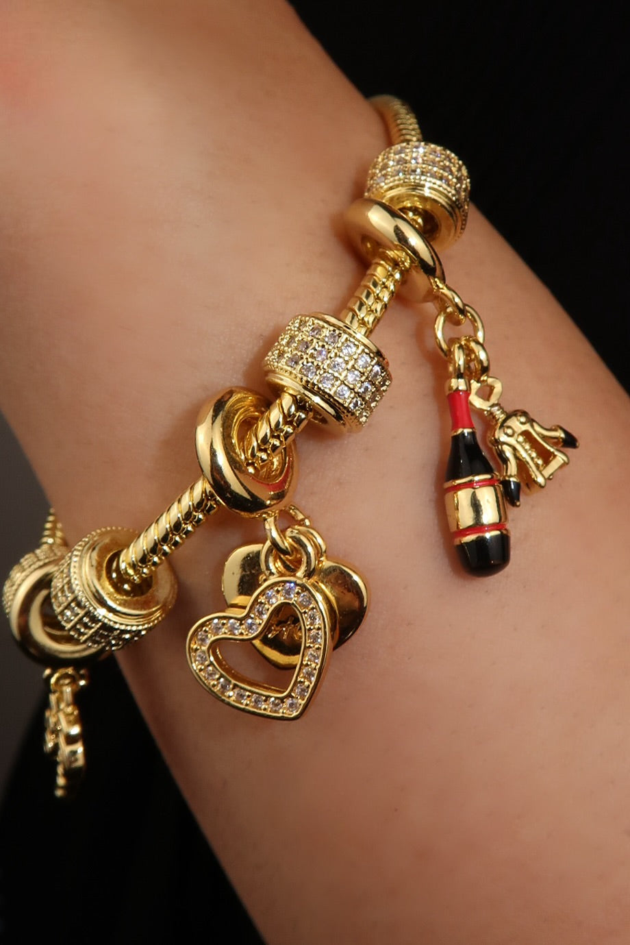 The Wine Night Gold Charm Bracelet