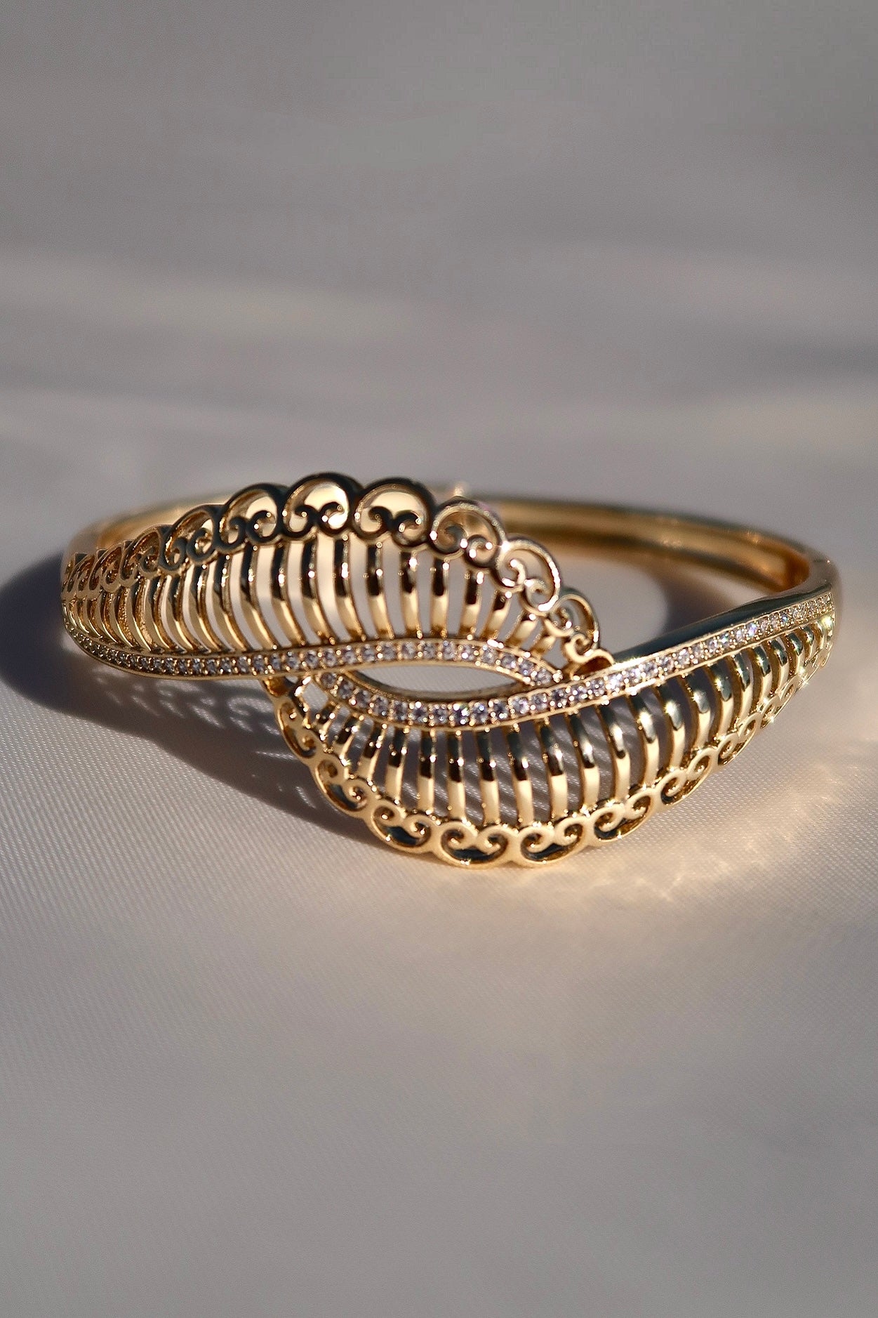 The Feathers Lock Gold Cuff
