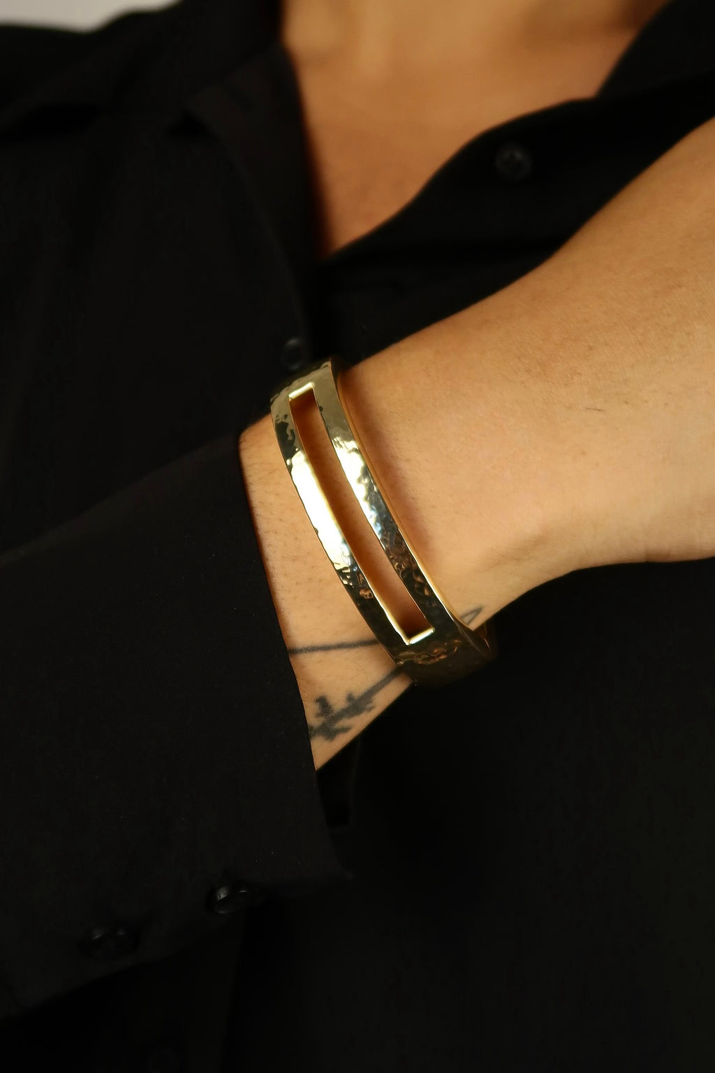 The Squared Lock Gold Bangle