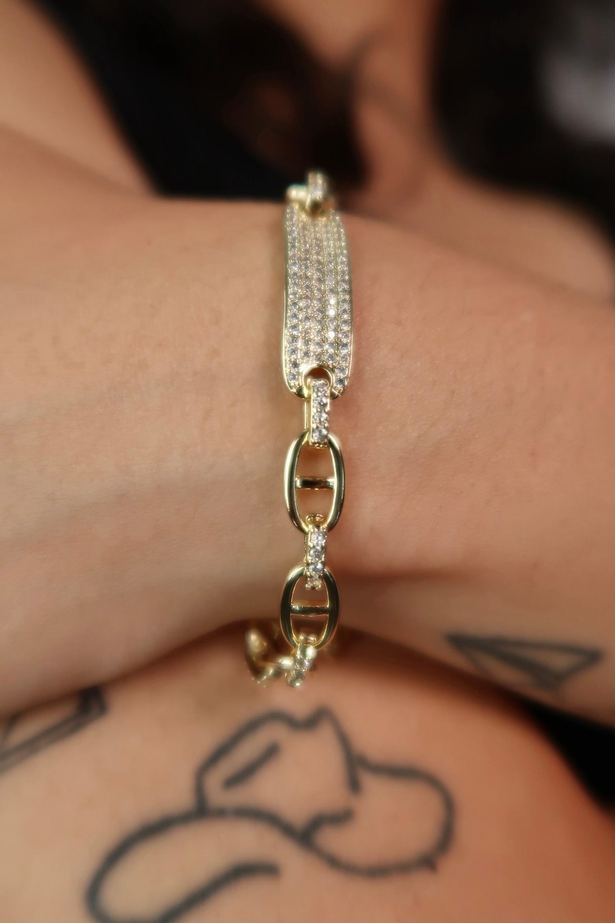 The Bling Plaque Gold Bracelet