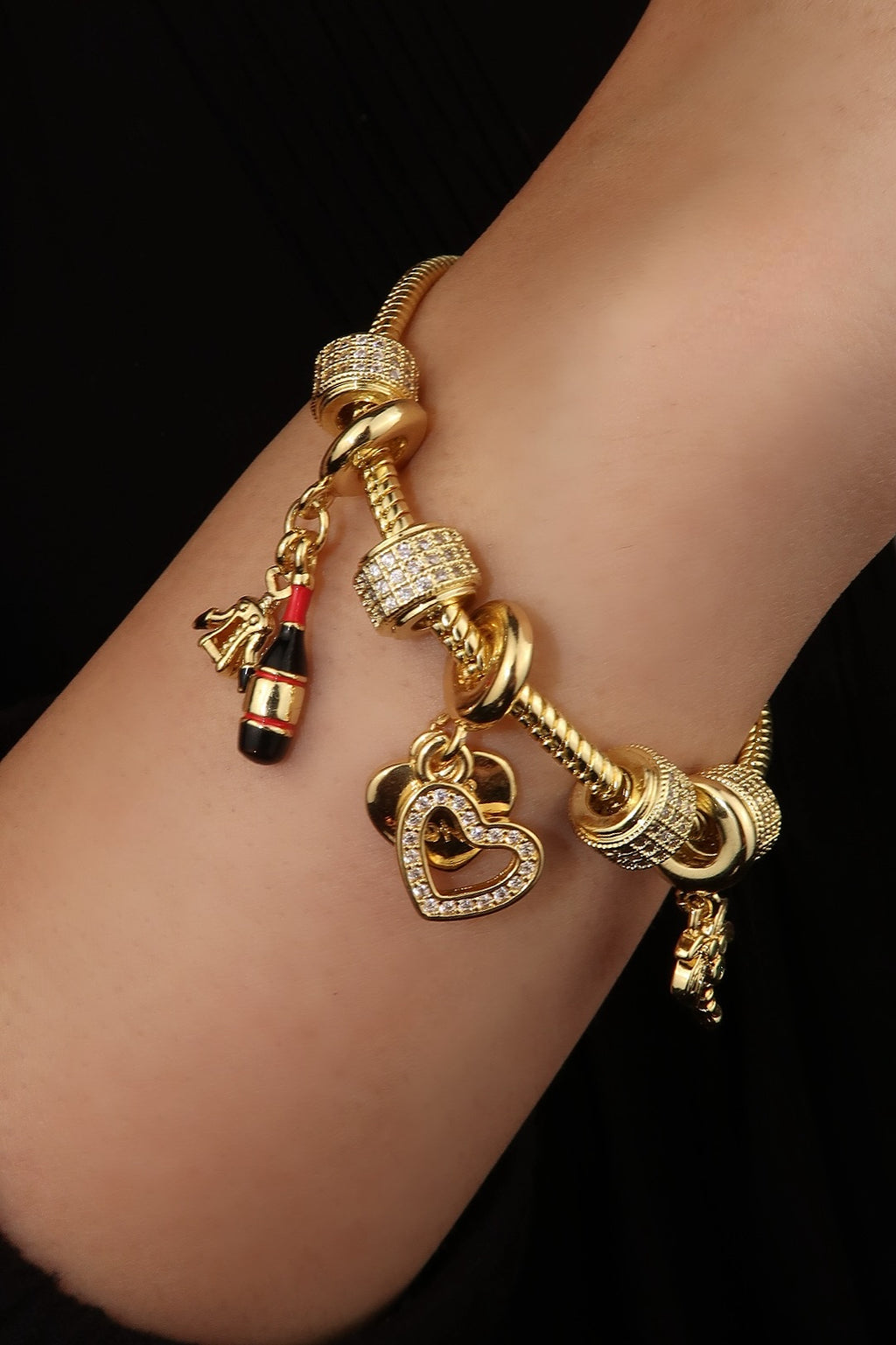 The Wine Night Gold Charm Bracelet