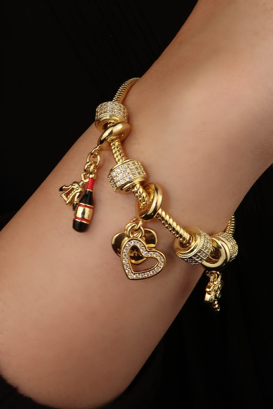 The Wine Night Gold Charm Bracelet