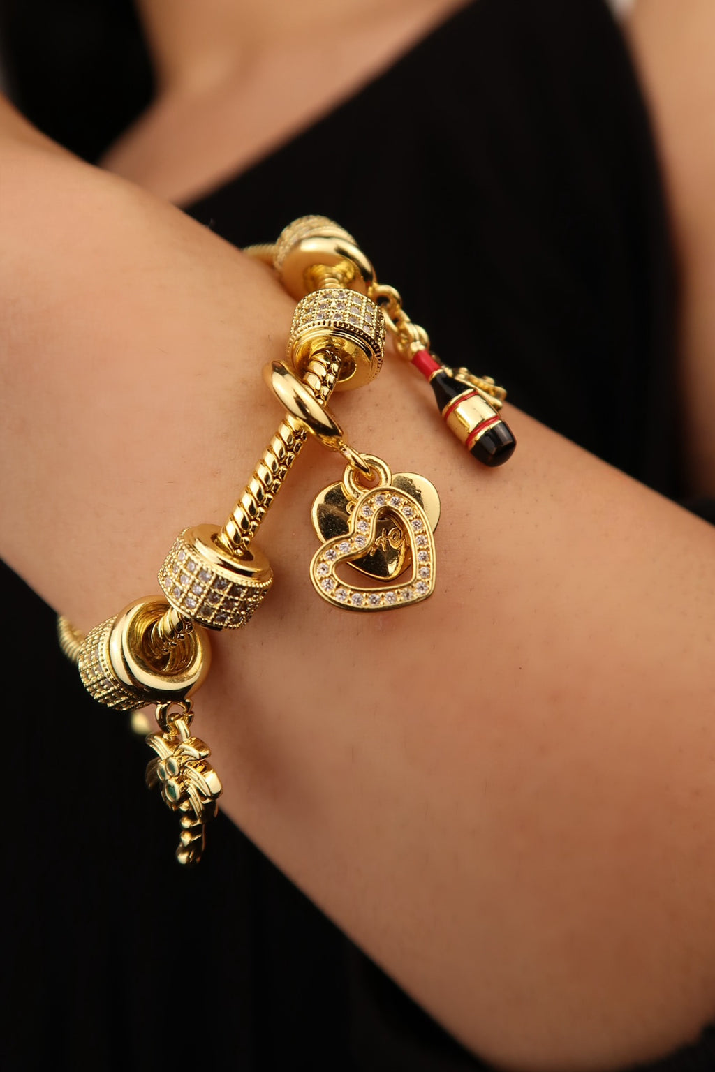 The Wine Night Gold Charm Bracelet