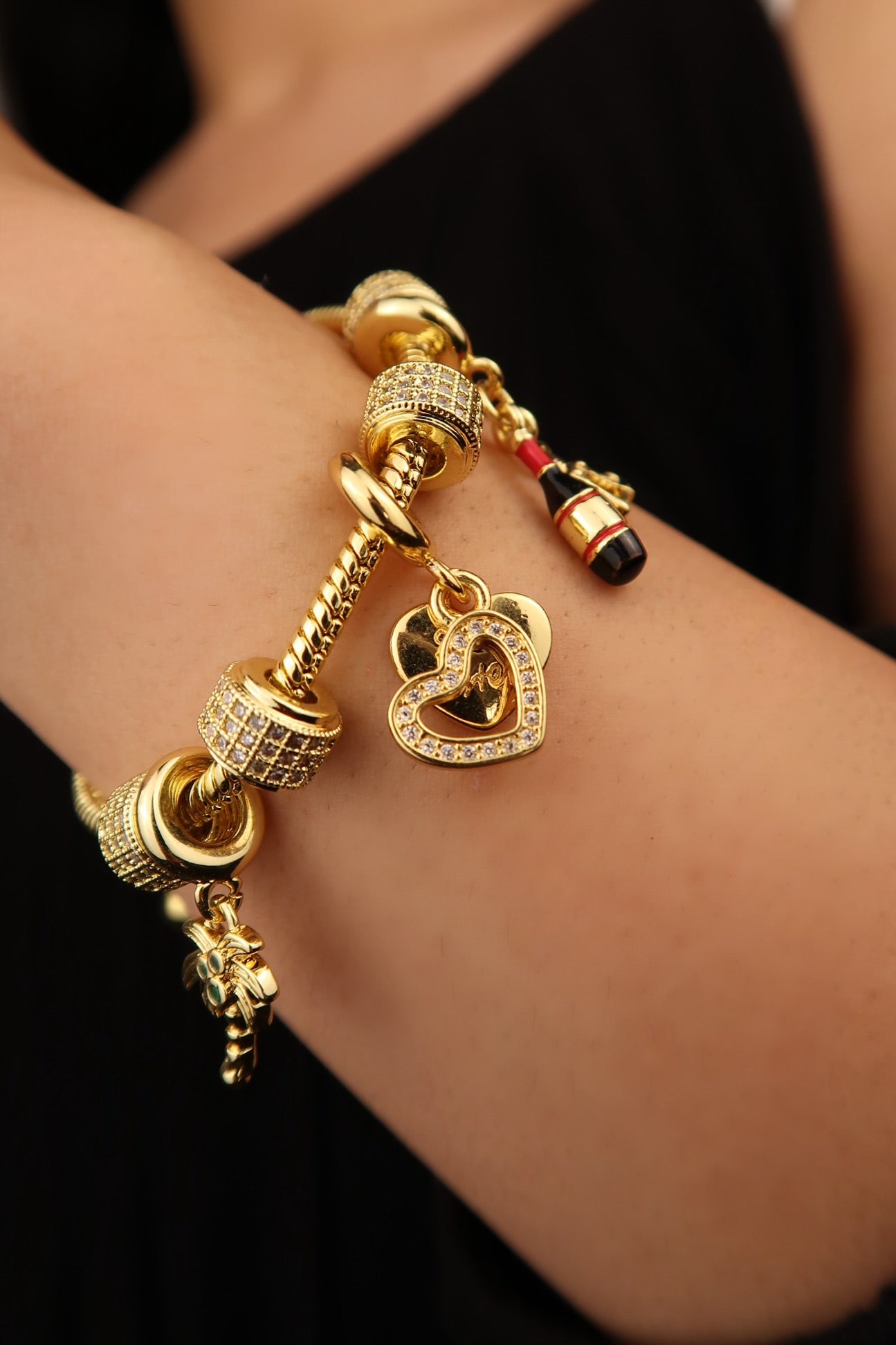 The Wine Night Gold Charm Bracelet