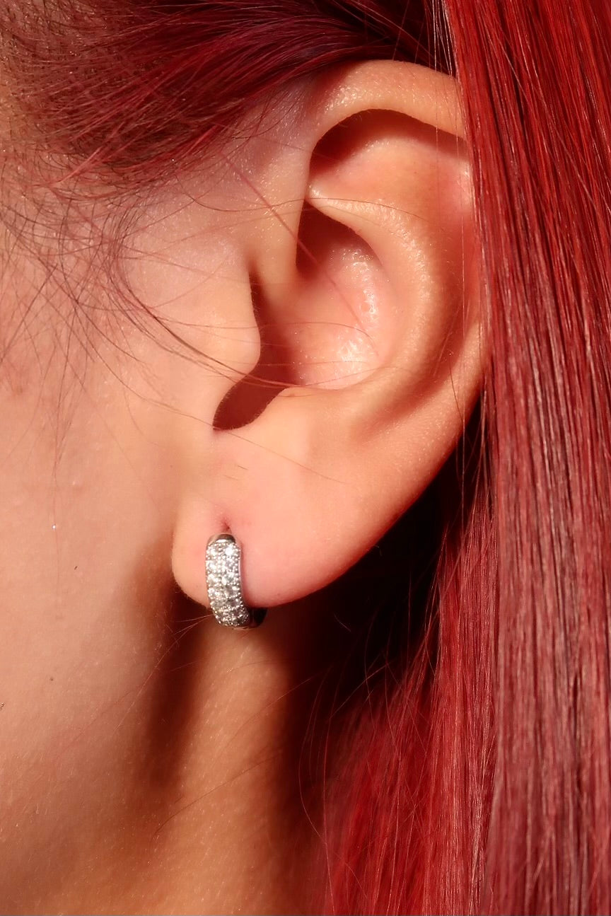 The Tiny Diamond Silver Huggies