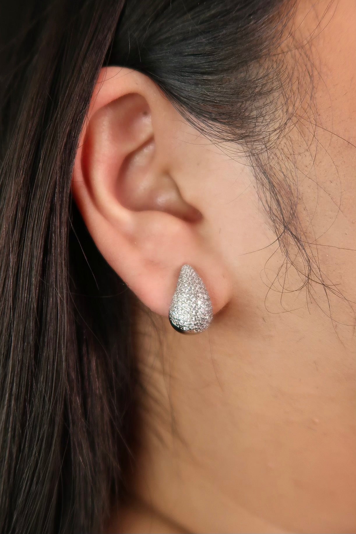 The Mini Drop Diamond Drop Silver Earrings