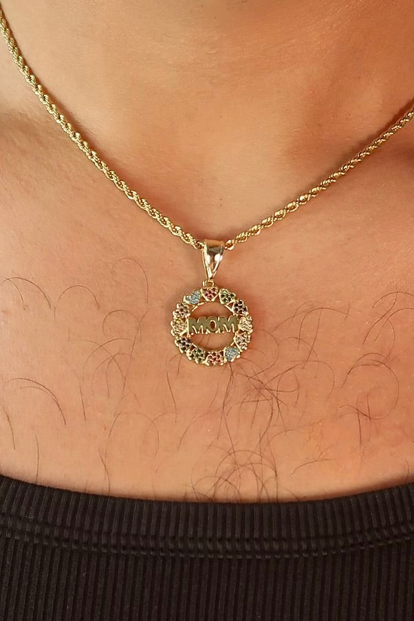 The Mom Heart Circle Pendant