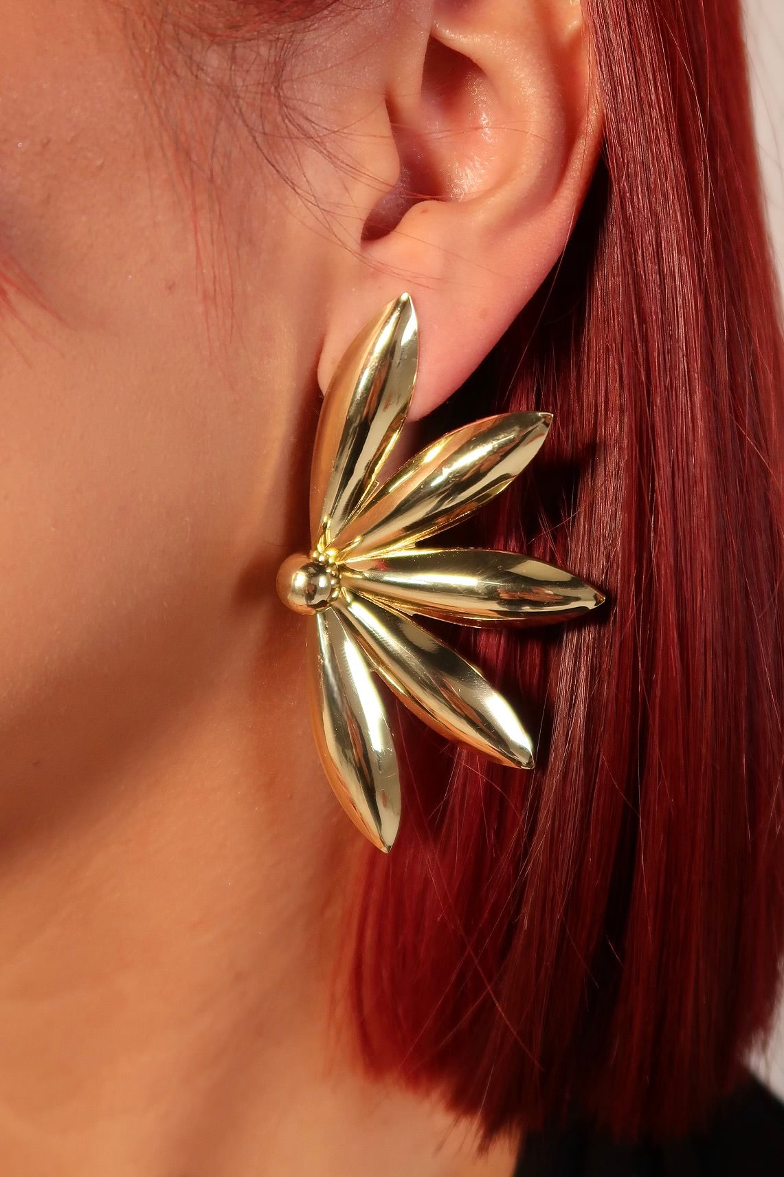 The Large Half Daisy Gold Earrings