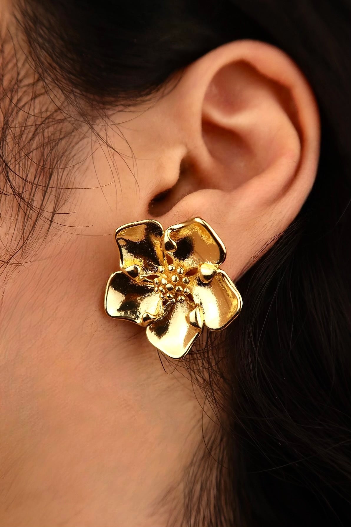The Tropical Flower Gold Earrings